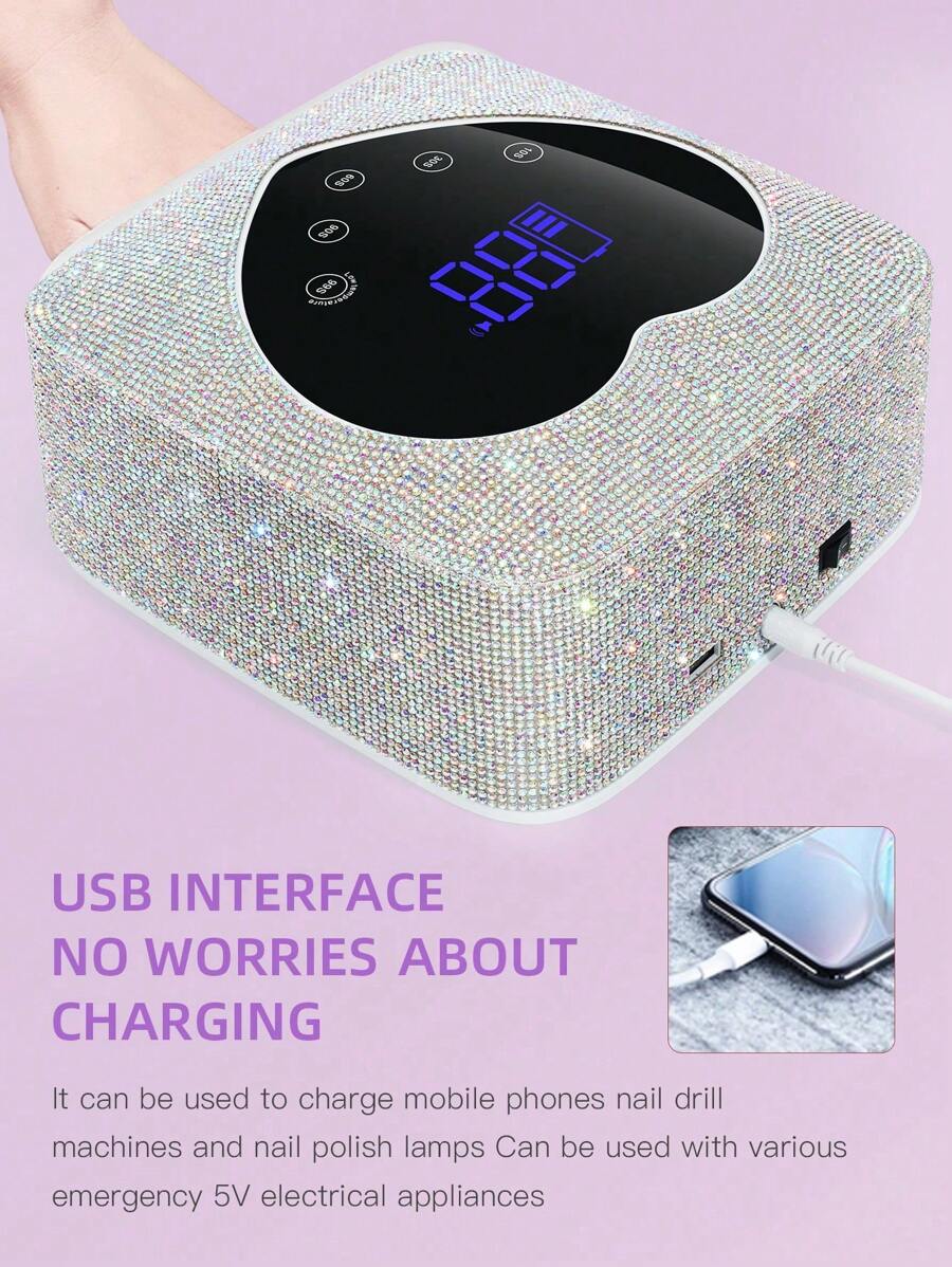 Nail Drying Lamp With Built-In Battery, Cordless UV LED Nail Lamp, Suitable For All Gel Professional Nail Equipment Tools