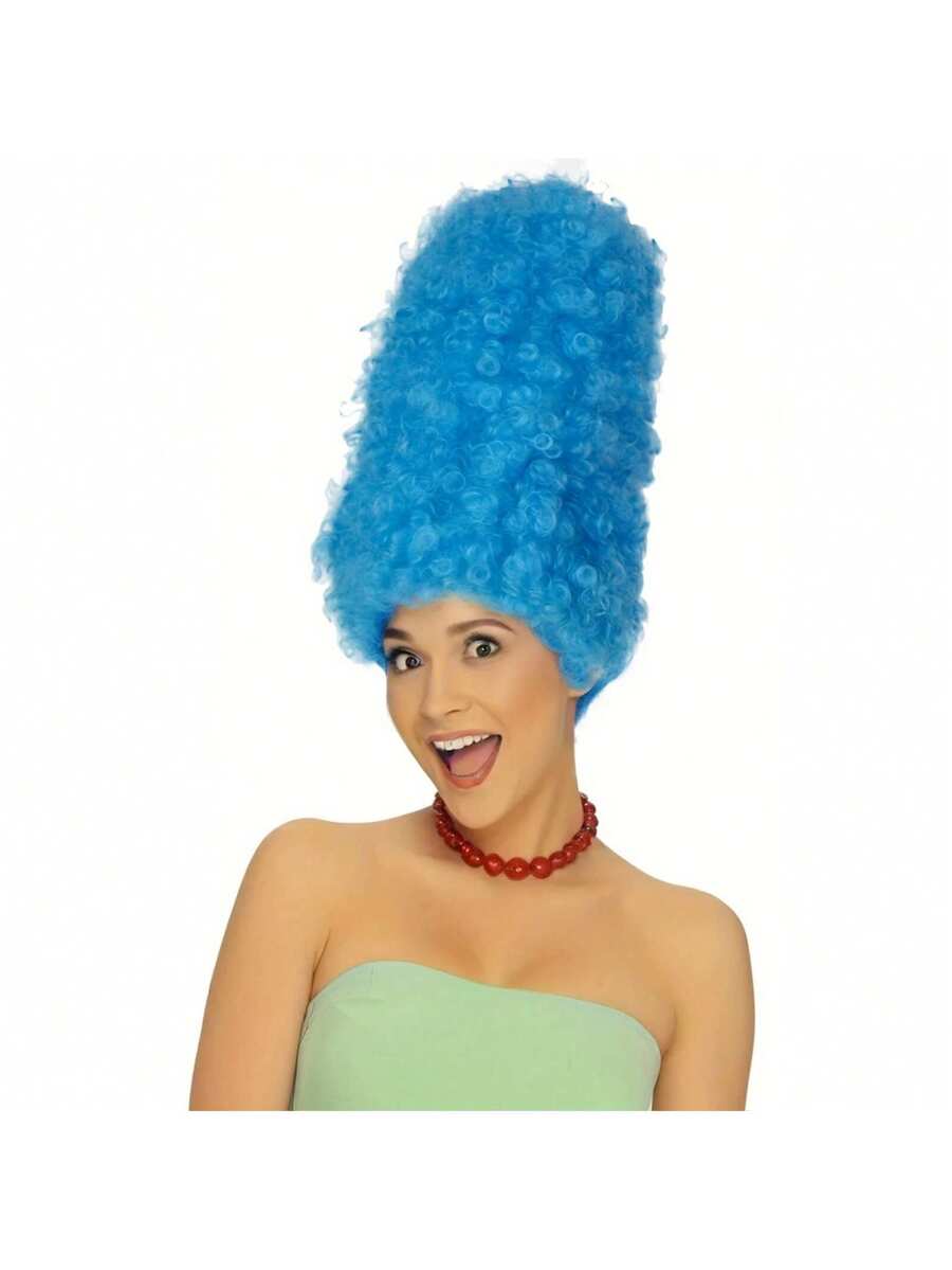 14-Inch Blue Curly High-Hat Cosplay Wig — product image 1