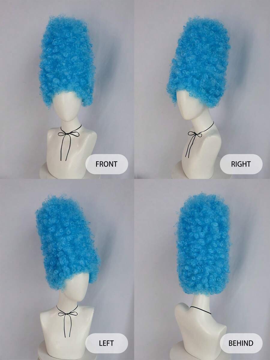 14-Inch Blue Curly High-Hat Cosplay Wig — product image 6