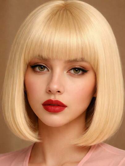 12 Inch Orange Fashionable Women's Wig, High Temperature Synthetic Heat Resistant Wig, Natural Styling, Elegant And Versatile, Suitable For Daily, Party, Ball, Music Festival, Carnival And Other Occasions.