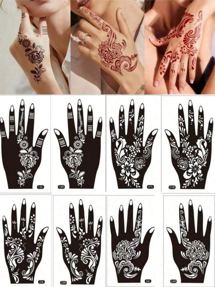 Floral Temporary Body-Art Stencil Stickers
