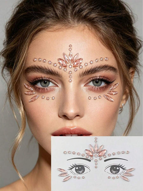 5pcs/Pack Face Gem Stickers, Acrylic Rhinestone Stickers, Self-Adhesive Rhinestone Stickers, Suitable For Party, Nightclub, Halloween, Festival Face Decoration