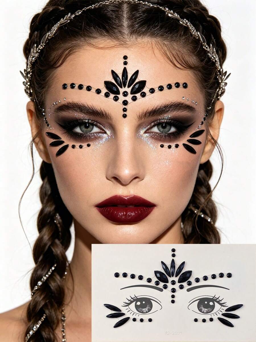 5pcs/Pack Face Gem Stickers, Acrylic Rhinestone Stickers, Self-Adhesive Rhinestone Stickers, Suitable For Party, Nightclub, Halloween, Festival Face Decoration