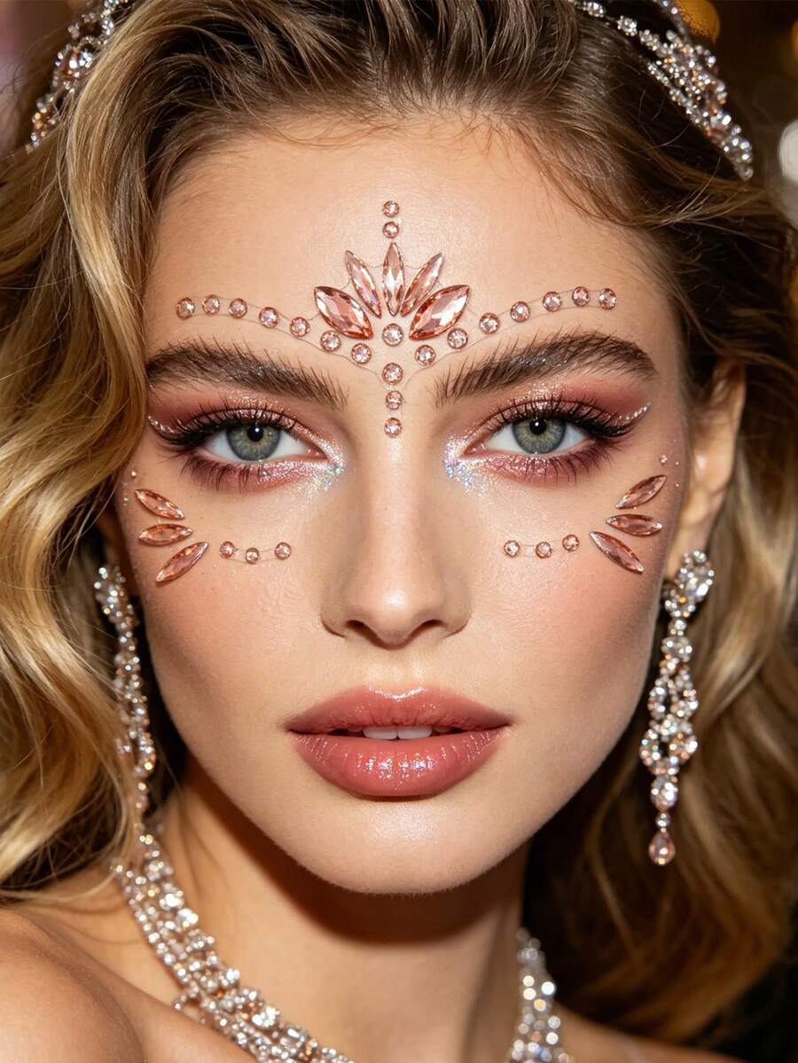 5pcs/Pack Face Gem Stickers, Acrylic Rhinestone Stickers, Self-Adhesive Rhinestone Stickers, Suitable For Party, Nightclub, Halloween, Festival Face Decoration